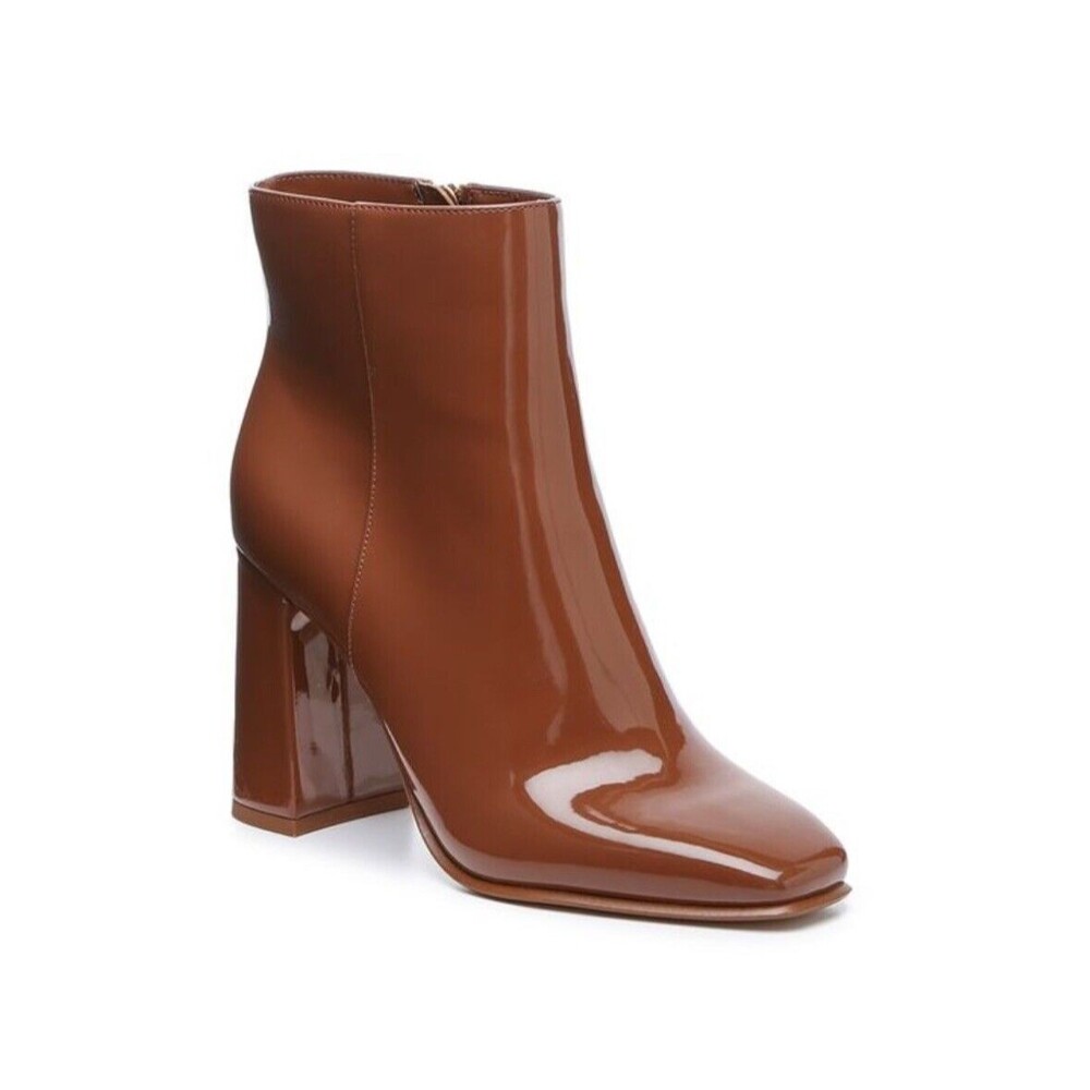 JLO JENNIFER LOPEZ Josey Womens Size 8.5M Cognac Block Heel Zip‎ Ankle Booties